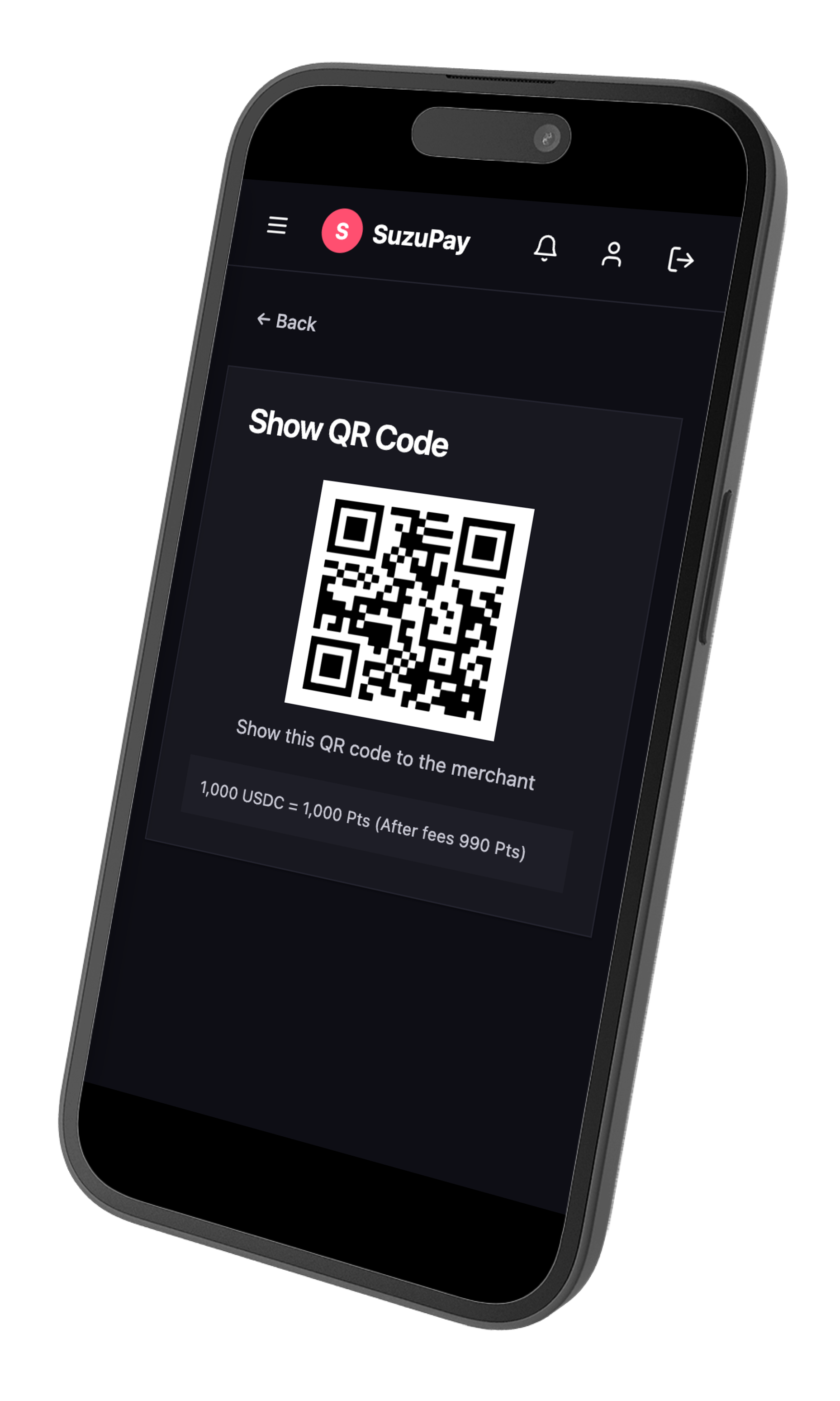 SuzuPay mobile app main interface